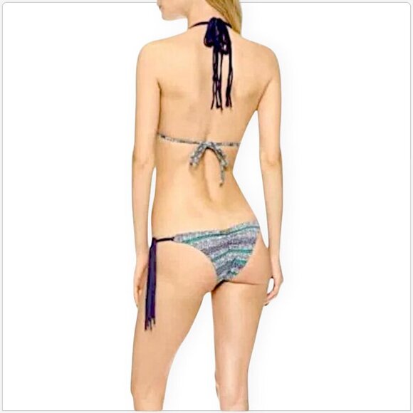 Sofia by VIX Paula Hermanny Moscow Print Fringe Scrunch Bikini 2 Piece NWT NEW L - Picture 4 of 10